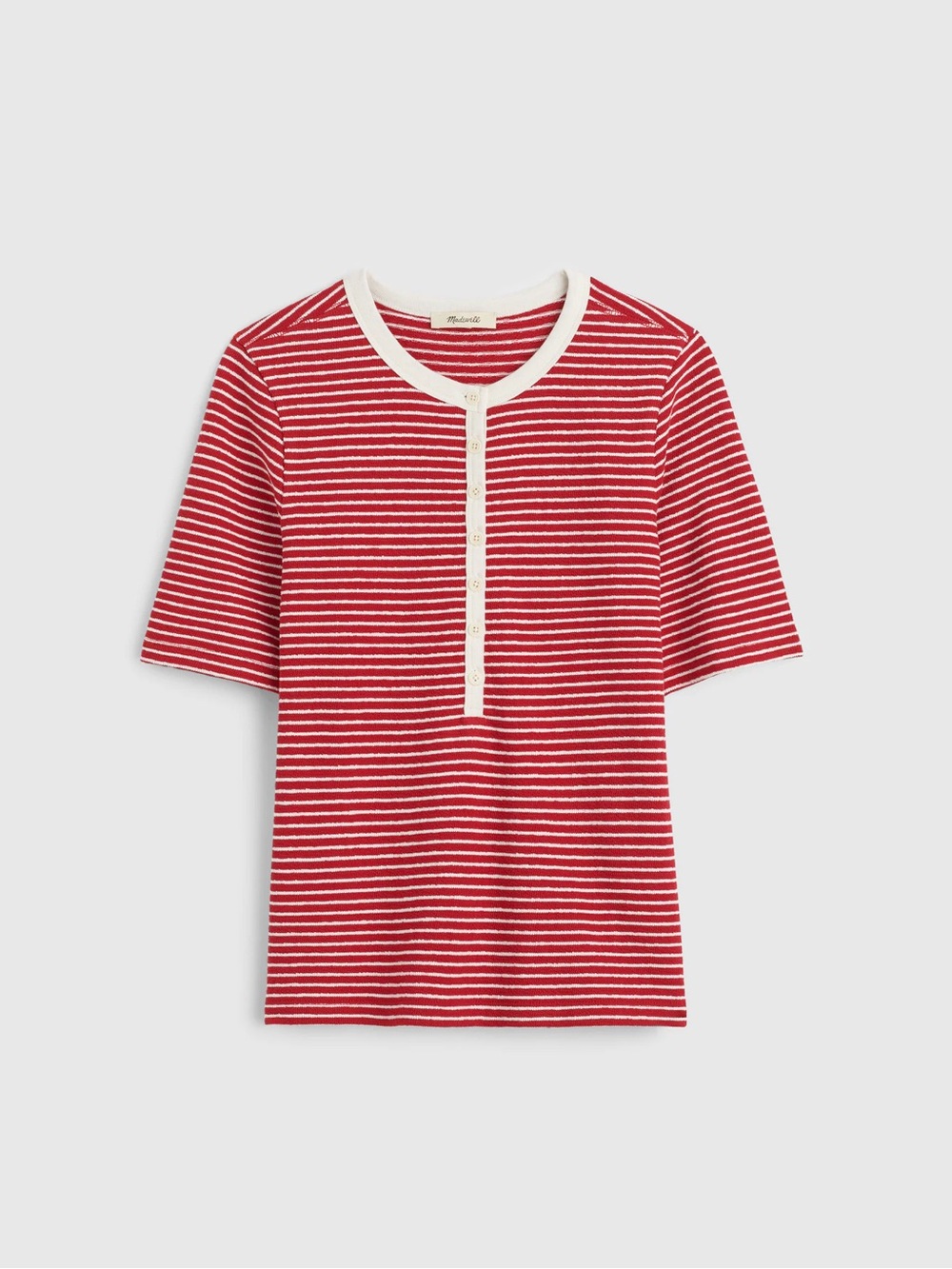 Madewell Striped Elbow Sleeve Henley Tee L